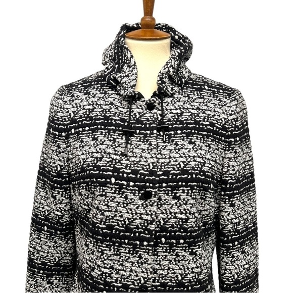 Akris Punto Black & White Cotton Tweed Sweater Casual Coat Womens Size 10 - Picture 3 of 14